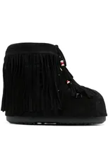 Alanui X Moonboot Icon Low Fringed Snow Boots In Schwarz