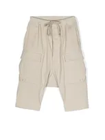 Rick Owens Kids' Pods Cotton Cargo Bermuda Shorts In Pearl