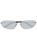 Balenciaga Oval-frame Mirrored-lens Sunglasses In Silver