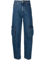 Remain Olina Cotton Denim Cargo Jeans In Blue