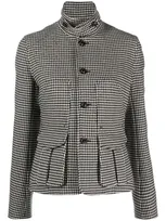 Ralph Lauren Cartwright Houndstooth Wool-blend Jacket In Black Cream