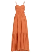 Isabel Marant Étoile Women's Giana Ruched Cotton Maxi Dress In Papaya