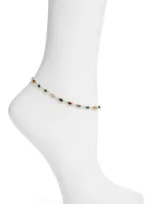 Vidakush Rainbow Crystal Station Anklet In Gold