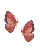 Silvia Furmanovich Women's Silk Road 18k Rose Gold, 0.2 Tcw Diamond, Pink Tourmaline, & Wood Marquetry Butterfly Earrin