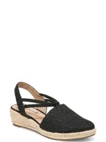 Lifestride Katrina 2 Womens Cushioned Footbed Canvas Wedge Sandals In Black