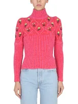 Cormio Turtleneck Oma Sweater With Hand Embroideries In Red