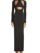 Laquan Smith Cut-out Turtleneck Gown In Black