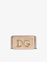 Dolce & Gabbana Dg Girls Nappa Mordore Leather Chain Clutch In Gold 1