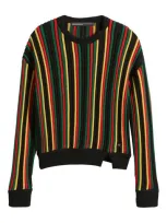 Spencer Badu Vertical Stripe Wool Sweater In Black