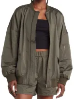 Open Edit Oversize Bomber Jacket In Green Beetle