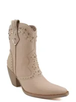 Zigi Angola Studded Western Boot In Pink Leather