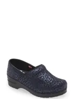 Sanita Pardus Leopard Print Clog In Navy