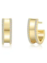 Lafonn Simulated Diamond Huggie Hoop Earrings In White/ Gold