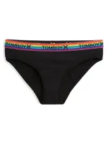 Tomboyx Period Proof Moderate Absorbency Bikini In Black Rainbow