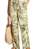 Sea Level Cover-up Palazzo Pants In Green White