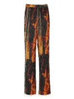 Lapointe Jacquard Fringe High-waisted Straight-leg Pants In Mustard Multi