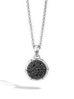 John Hardy Bamboo Sterling Silver Round Black Sapphire Pendant Necklace - Nbs54381blsx18 In Silver-tone