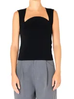 Endless Rose Sculpted Neck Knit Tank In Black