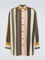 Jw Anderson Striped Button-up Cotton Shirt In Flax Multi