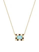 Nevernot Let's Play Chess 14k Gold Topaz Necklace In Multi