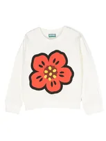 Kenzo Kids' Printed Cotton Jersey Sweatshirt In Nude & Neutrals