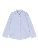 Il Gufo Kids' Long-sleeve Pinstriped Poplin Shirt In White