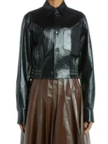 Bottega Veneta Smooth Nappa Leather Short Jacket In Nero