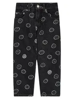 Molo Kids' Aiden Smiley-face Print Jeans In Black