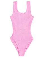 Hunza G Kids' Classic Seersucker Swimsuit In Pink