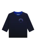 Kenzo Babies' Logo-print Long-sleeved Cotton T-shirt In Blau