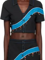 Ahluwalia Black Priya Shirt In Black/blue