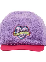 Marc Jacobs Kids' Logo Faux Shearling Baseball Cap In Purple