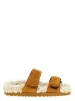 Gia Borghini Alvine Ugh Shearling & Suede Flats In Tan