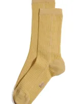 Stems Eco-conscious Cashmere Crew Socks In Gold