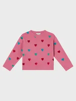 Stella Mccartney Kids' Organic Cotton Sweatshirt W/ Hearts In Pink