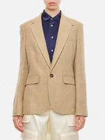 Ralph Lauren Kayli Single-breasted Linen Jacket In Tan Brown