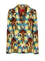 La Doublej Graphic-print Single-breasted Blazer In Dendera Light Blue