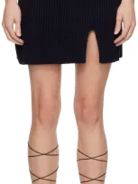 Open Yy Navy Slit Miniskirt In Black Navy