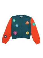 Stella Mccartney Kids' Cable Knit Organic Cotton Cardigan In Orange