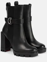 Christian Louboutin Cl Chelsea Lug Leather Ankle Boots In Black