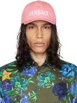 Versace Embroidered-logo Cotton Cap In Pink