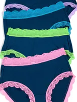 Stripe & Stare High Rise Knicker Four Pack In Midnight Neon