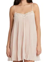 Rya Collection Lace Trim Pleat Chiffon Chemise In Blush