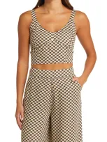 Rip Curl Isla Geo Print Linen Crop Top In Black