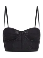 Del Core Lace-detailing Bustier Crop Top In Black