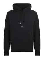 C.p. Company Logo-embroidered Cotton Hoodie In Nero