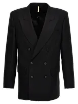 Sunflower Double-breasted Wool Blazer In Black