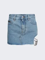 Gcds Cut-out Denim Skirt In Light Blue