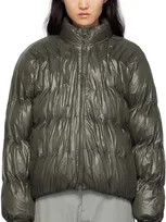 Post Archive Faction (paf) Khaki Bartack Down Jacket In Metallic Green