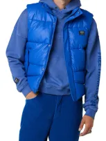 Hudson Faux Leather Puffer Vest In Royal